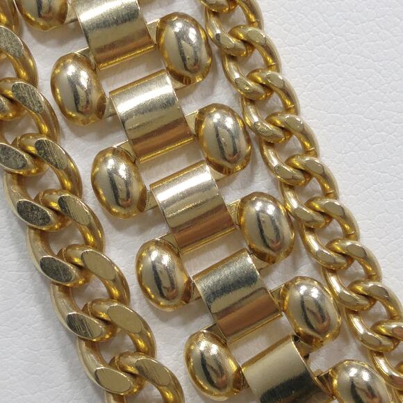 Coro Egyptian Revival Three Strand Necklace, Book Chain Center, 1950s Vintage - Picture 2 of 10